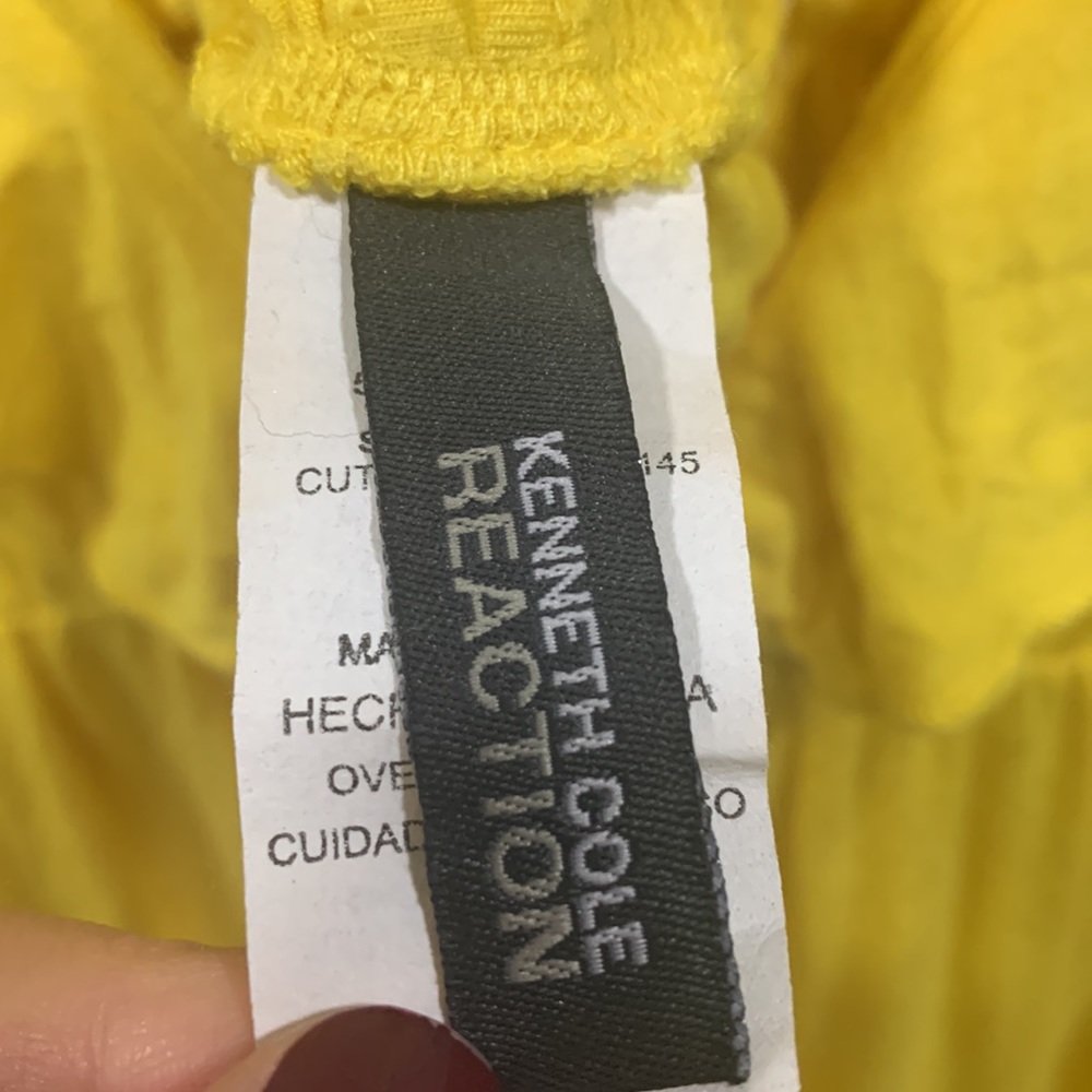 Kenneth Cole Reaction Yellow Sleeveless Ruffle Summer MIDI Dress Keyhole - Picture 6 of 7